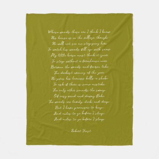 Olive Green Custom Poem Song Lyric Quote Fleece Deken (Voorkant)