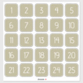 Olive Green Customizable Square Number Stickers  (Vel)