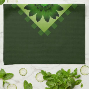 Olive Green Daisy Flower Kitchen Towel Theedoek