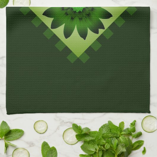 Olive Green Daisy Flower Kitchen Towel Theedoek (Gevouwen)
