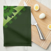 Olive Green Daisy Flower Kitchen Towel Theedoek (Quarter Fold)