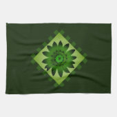 Olive Green Daisy Flower Kitchen Towel Theedoek (Horizontaal)