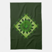 Olive Green Daisy Flower Kitchen Towel Theedoek (Verticaal)