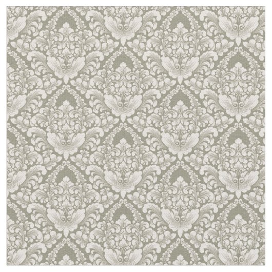 Olive Green Damask Stof (Close Up)