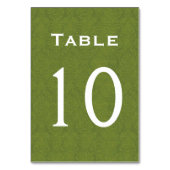 Olive Green Damask Trouwtafel nummer 10 Kaart (Achterkant)
