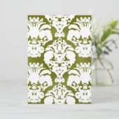Olive Green Damask Wedding Menu (Staand voorkant)