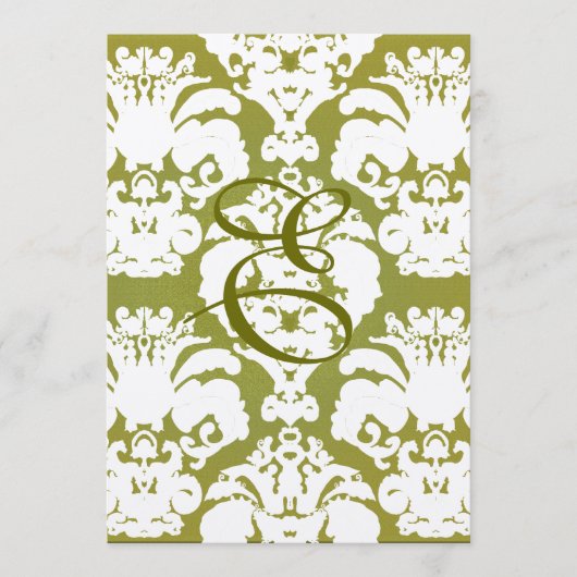 Olive Green Damask Wedding Program Menu (Voorkant)