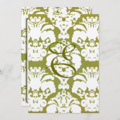 Olive Green Damask Wedding Program Menu (Voorkant / Achterkant)