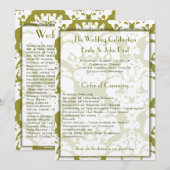 Olive Green Damask Wedding Program Programmakaart (Voorkant / Achterkant)