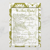 Olive Green Damask Wedding Program Programmakaart (Achterkant)