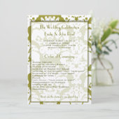 Olive Green Damask Wedding Program Programmakaart (Staand voorkant)