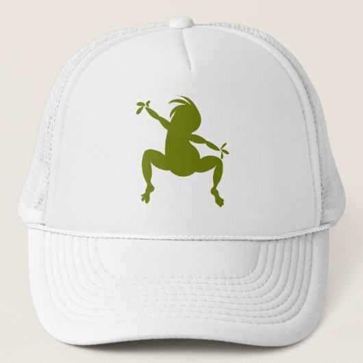 Olive Green Dancing Kokopelli Trucker Pet (Voorkant)
