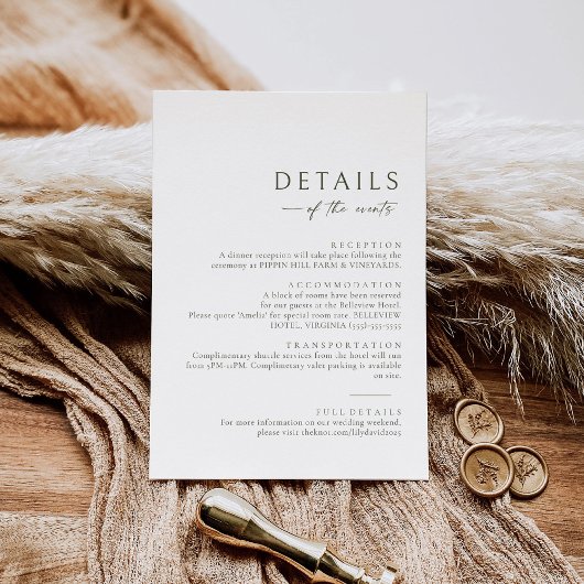 Olive Green De Details Informatie Behuizing Kaart Notitiekaartje