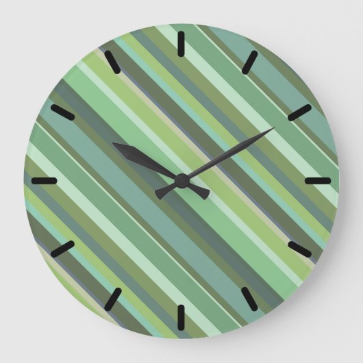 Olive green diagonal stripes grote klok (Voorkant)