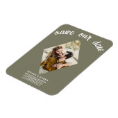 Olive Green Diamond Foto Bruiloft Save the Date Magneet (Linkerzijde)