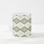 Olive green diamond pattern matglas koffiemok (Voorkant links)