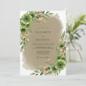 Olive Green Earthy Spring Wedding Kaart (Staand voorkant)
