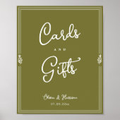 Olive Green Elegant Cards and Gifts Sign Poster (Voorkant)