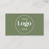 Olive Green Elegant Custom Company Logo QR Code Visitekaartje (Voorkant)