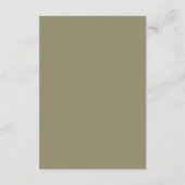 Olive Green Elegant Floral Wedding Hotel Informatiekaartje (Achterkant)