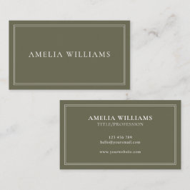 Olive Green Elegant Minimalist Professional Visitekaartje