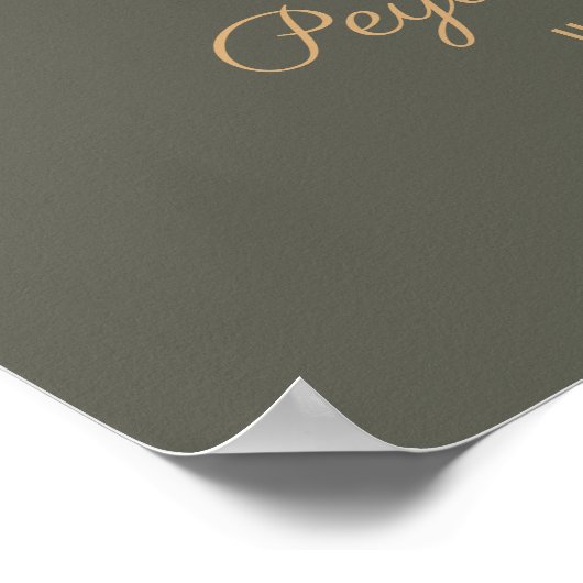 Olive Green Elegant Script Unplugged Wedding Sign Poster (Hoek)
