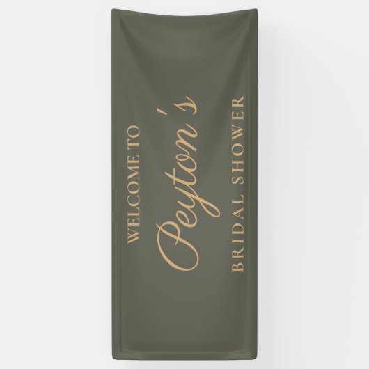 Olive Green Elegant Script Vrijgezellenfeest Welko Spandoek (Verticaal)