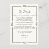 Olive Green Elegant Wedding Details Card Informatiekaartje (Voorkant)