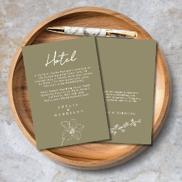 Olive Green Elegant Wedding Hotel Informatiekaartje