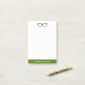 Olive Green en Black Hipster Glasses Notitieblok Post-it® Notes (Op bureau)