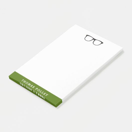 Olive Green en Black Hipster Glasses Notitieblok Post-it® Notes (Schuin)