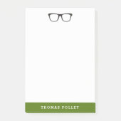 Olive Green en Black Hipster Glasses Notitieblok Post-it® Notes (Voorkant)
