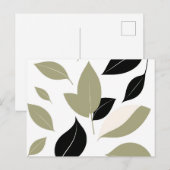 Olive Green en Black Leaf Scatter Modern Briefkaart (Voorkant / Achterkant)