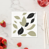 Olive Green en Black Leaf Scatter Modern Servet (Insitu)