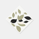 Olive Green en Black Leaf Scatter Modern Servet (Hoek)