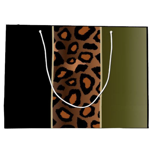 Olive Green en Black Leopard Pattern Large Cadeautasje (Achterkant)