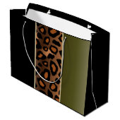 Olive Green en Black Leopard Pattern Large Cadeautasje (Achterkant Gekanteld)