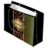 Olive Green en Black Leopard Pattern Large Cadeautasje (Voorkant Gekanteld)