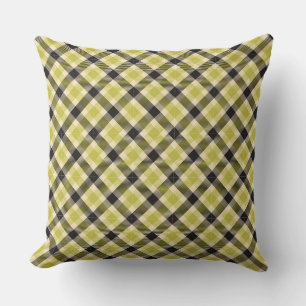 Olive Green en Black Tartan Pset 2 Square Pillow Kussen