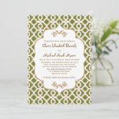 Olive Green en Gold Moroccan Wedding Invitations Kaart (Staand voorkant)