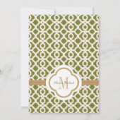 Olive Green en Gold Moroccan Wedding Invitations Kaart (Achterkant)