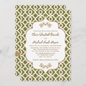 Olive Green en Gold Moroccan Wedding Invitations Kaart (Voorkant / Achterkant)
