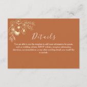 Olive Green en Terracotta Wedding Details Kaart (Voorkant)
