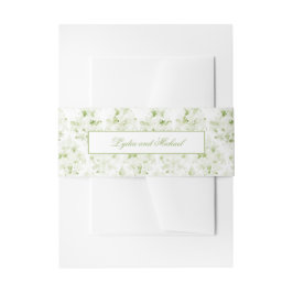 Olive Green en White Damask Uitnodiging Belly Band Uitnodigingen Wikkel