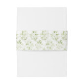Olive Green en White Damask Uitnodiging Belly Band Uitnodigingen Wikkel (Achterkant Voorbeeld)