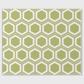 Olive Green en White Honeycomb Pattern Cadeaupapier (Vlak)
