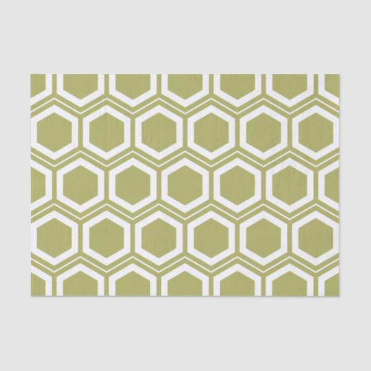 Olive Green en White Honeycomb Pattern Tissuepapier (Voorkant)
