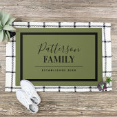Olive Green Family Monogram Deurmat