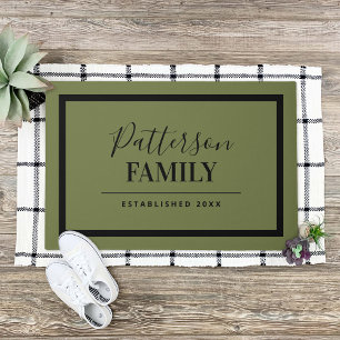 Olive Green Family Monogram Deurmat