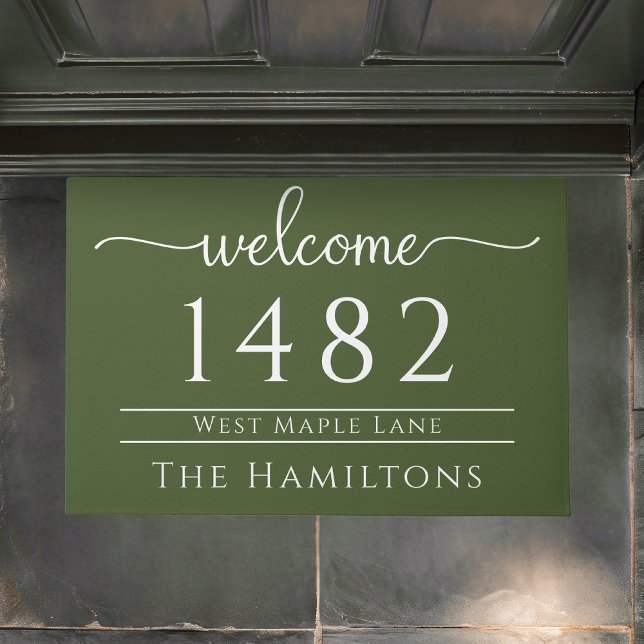 Olive green family name personalized address  deurmat (Creator heeft geüpload)